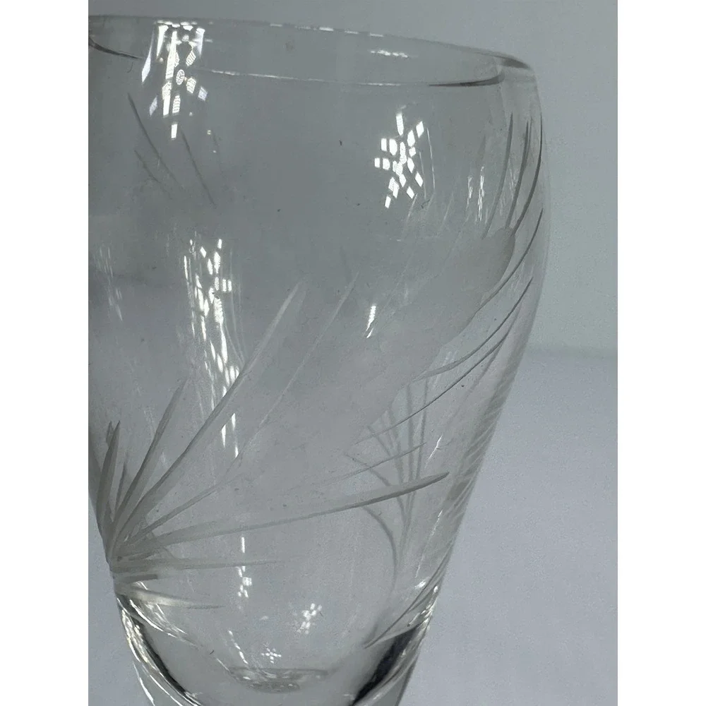 5 VINTAGE SHERRY CORDIAL ETCHED GLASSES‎ WHEAT STRAW GRASS